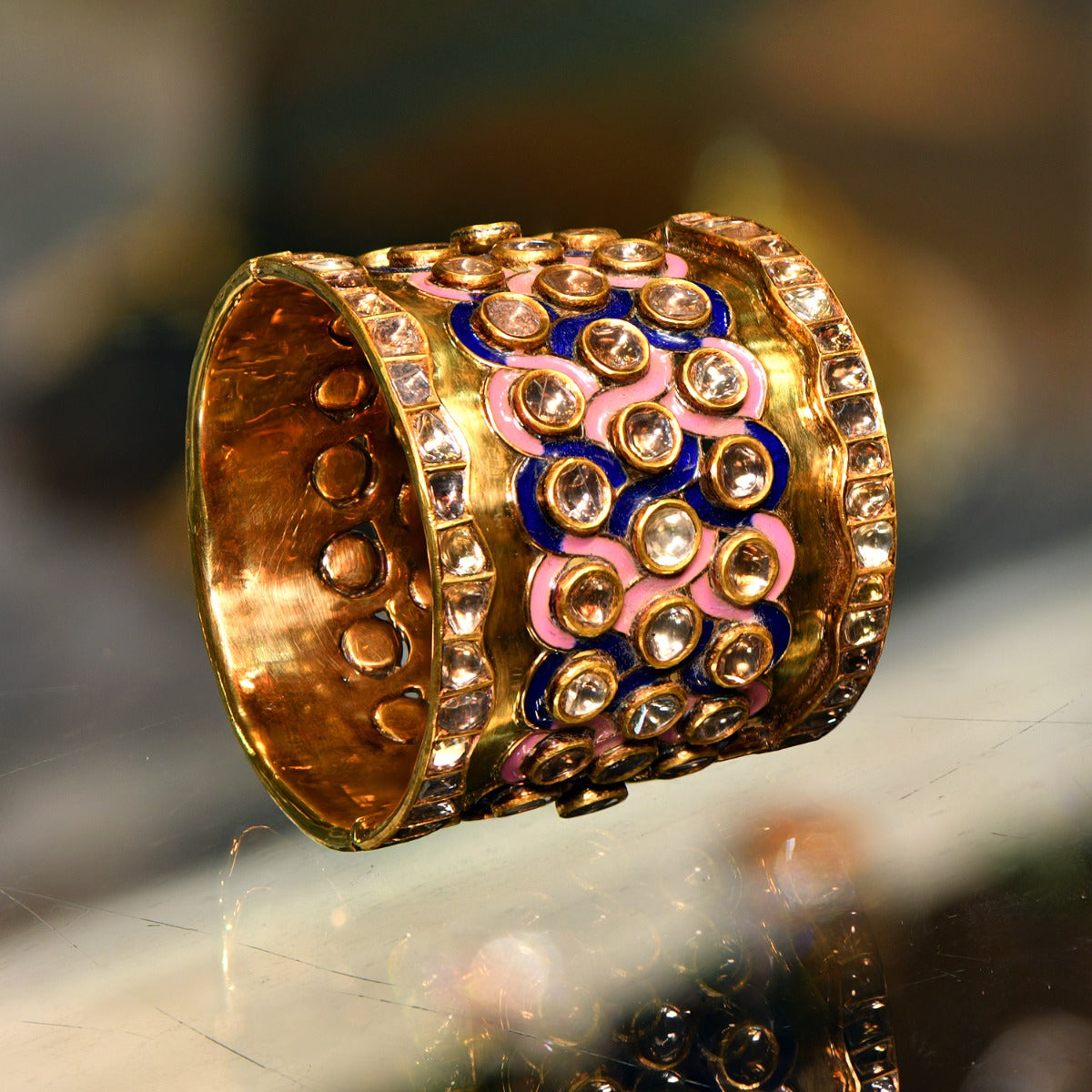 Jumbled Dotted Polki Bangle