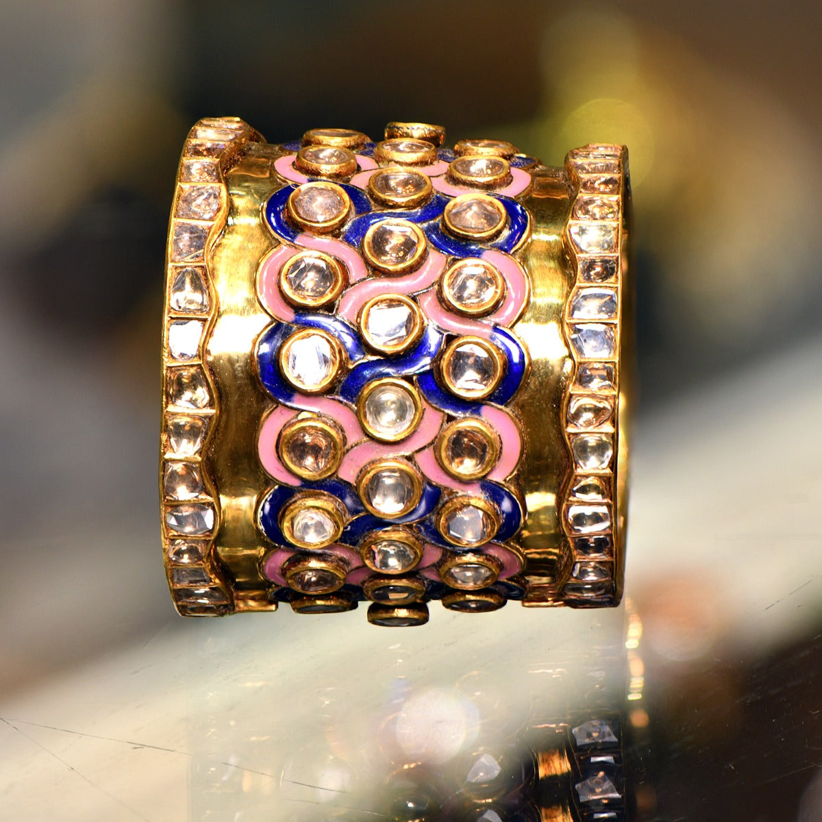 Jumbled Dotted Polki Bangle