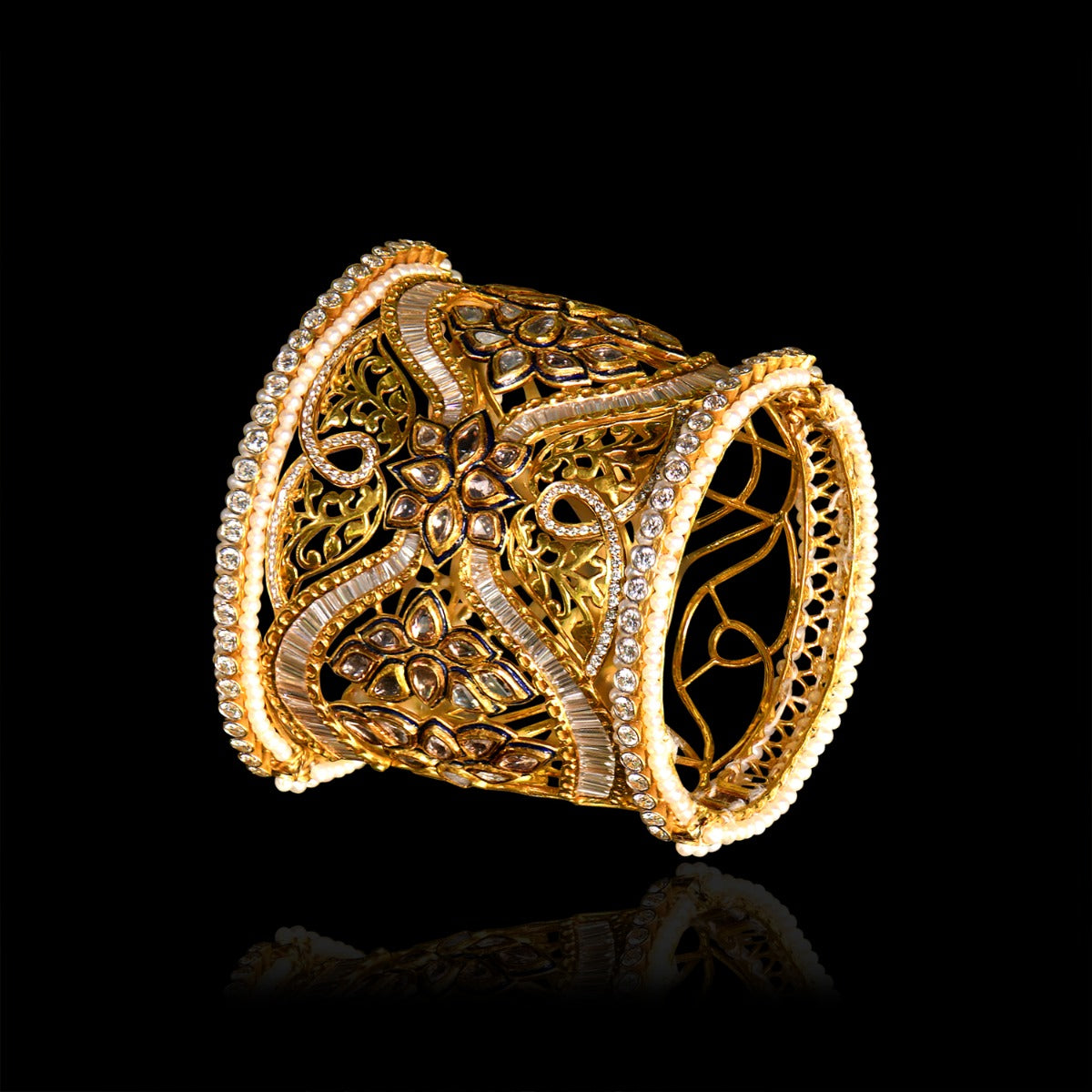 Designer Motifs Polki Bangle