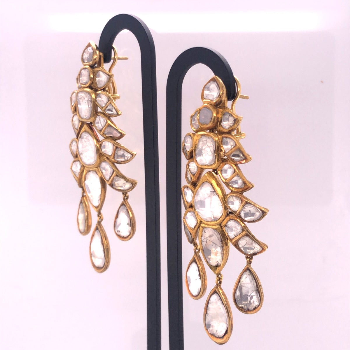 Sharp Leafy Polki Earrings