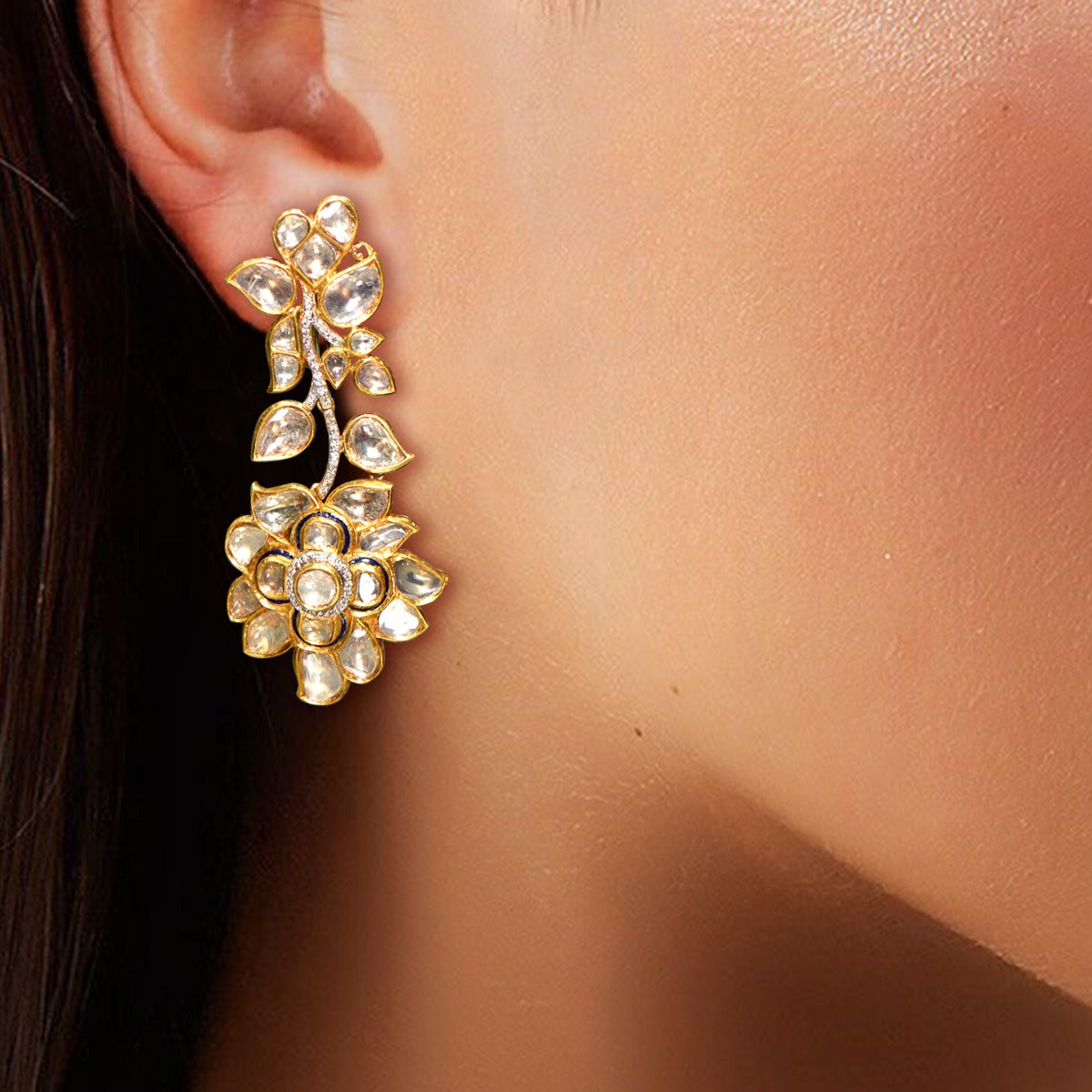 Leafy Bouquet Polki Earrings