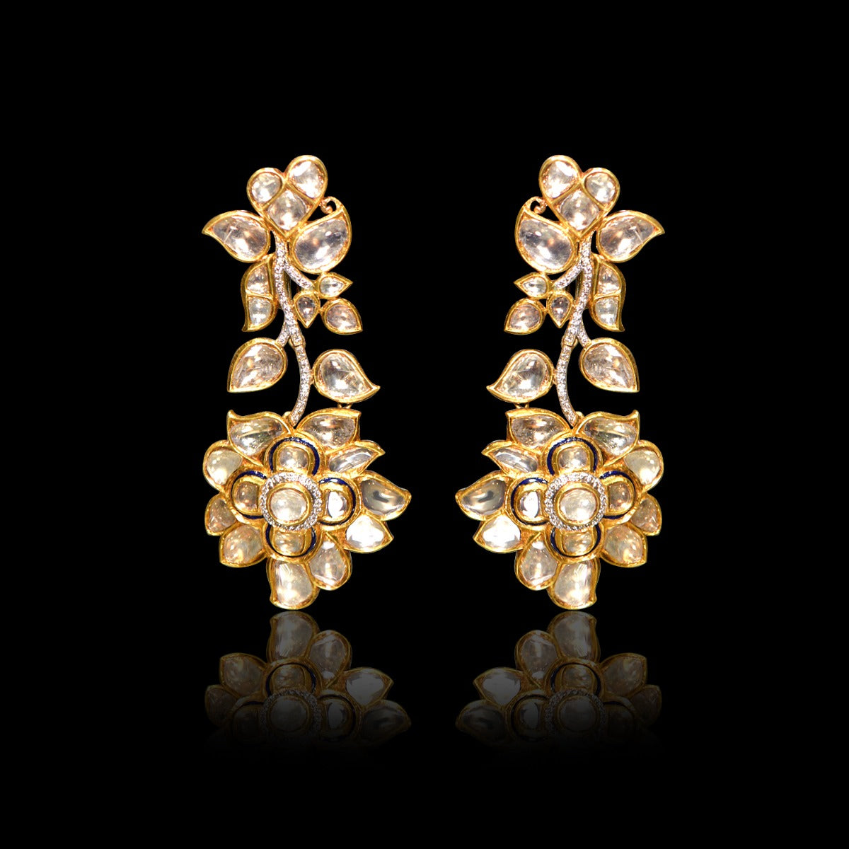 Leafy Bouquet Polki Earrings