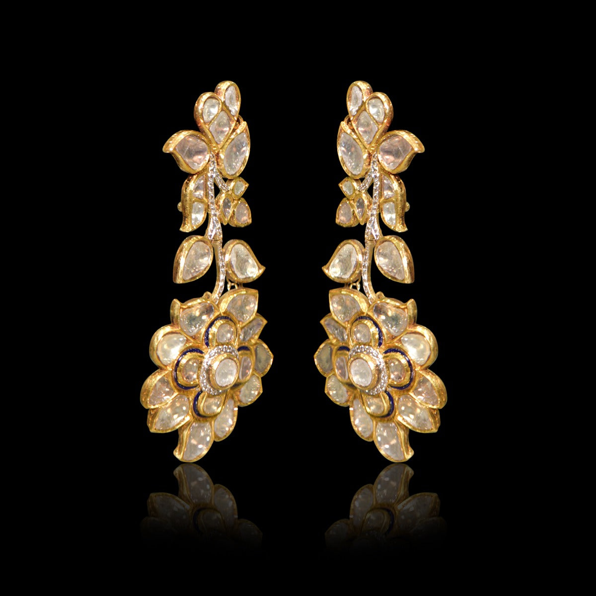 Leafy Bouquet Polki Earrings