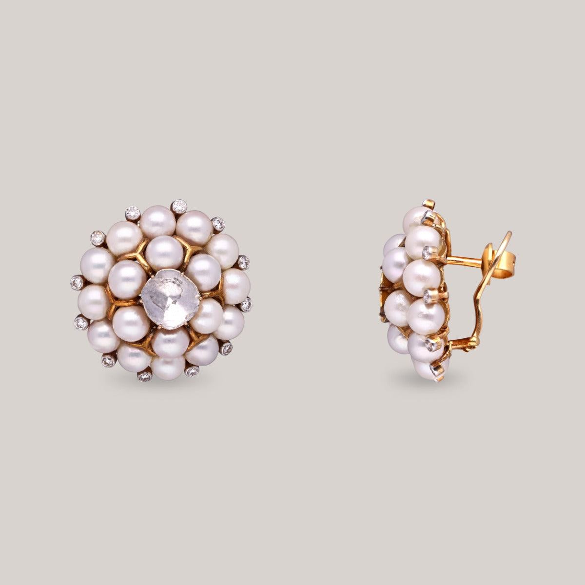 Pearl Blossom Polki Earrings
