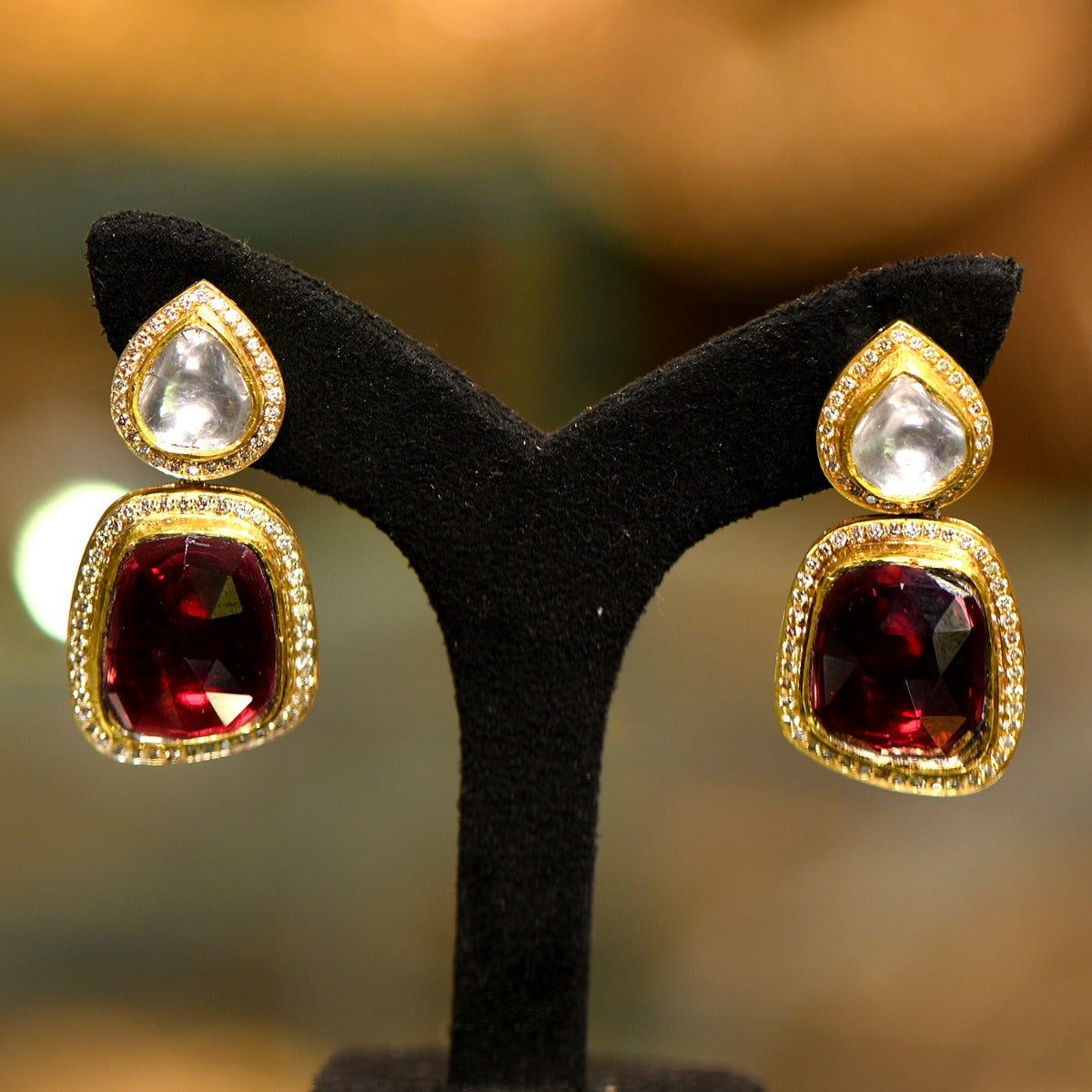 Stone Head Polki Earrings