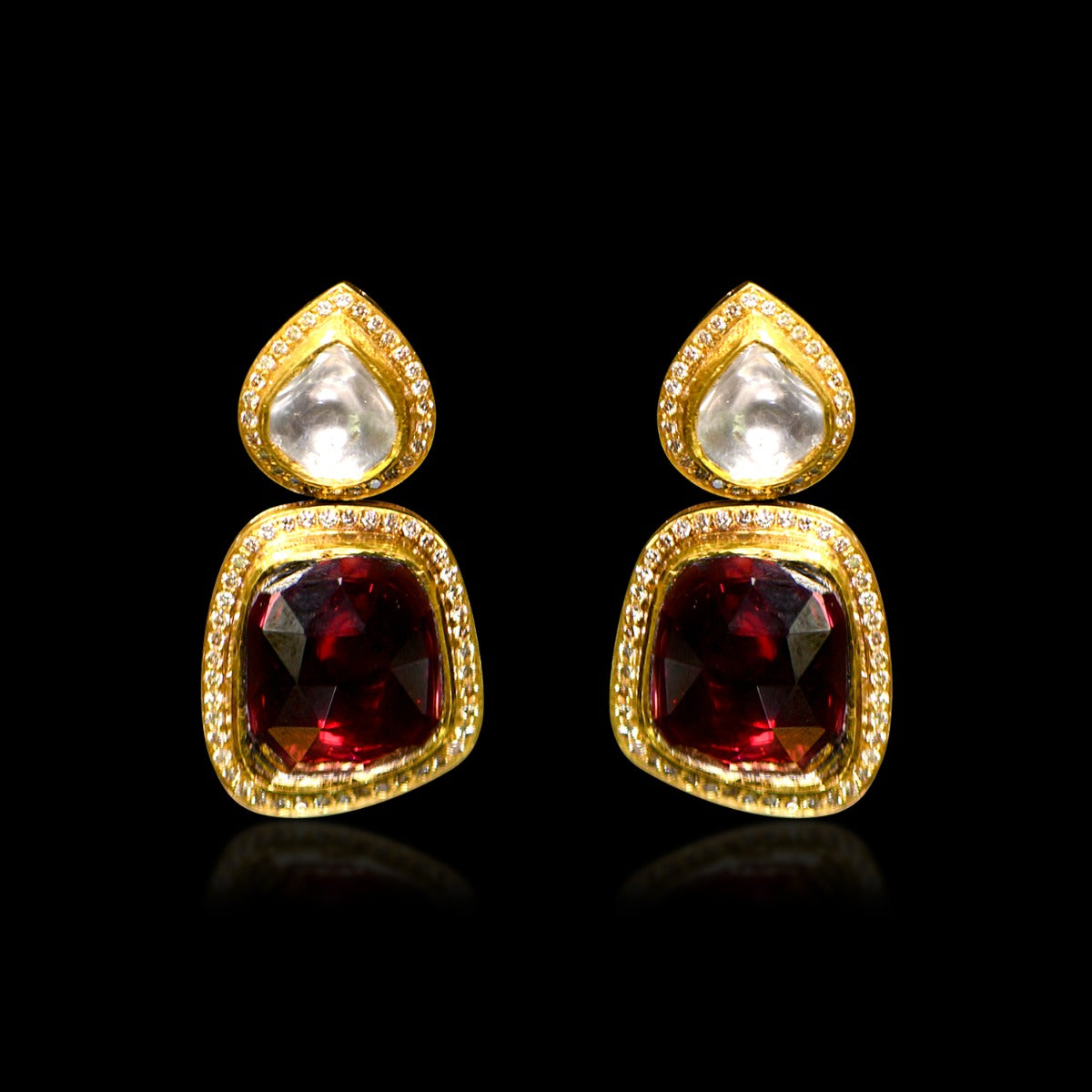 Stone Head Polki Earrings