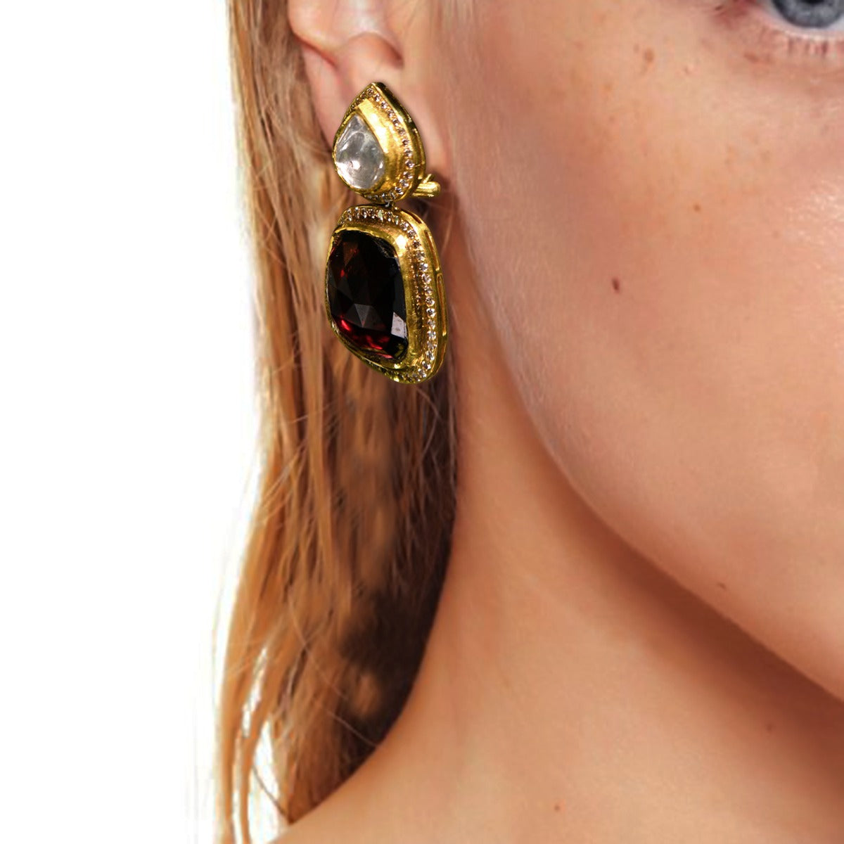 Stone Head Polki Earrings