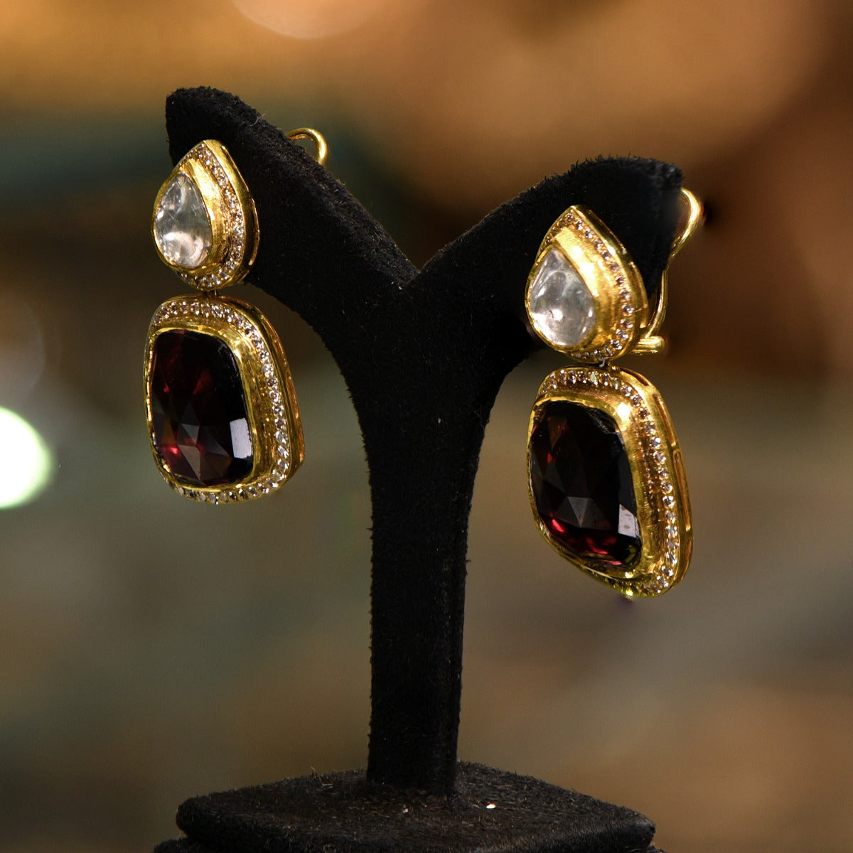 Stone Head Polki Earrings