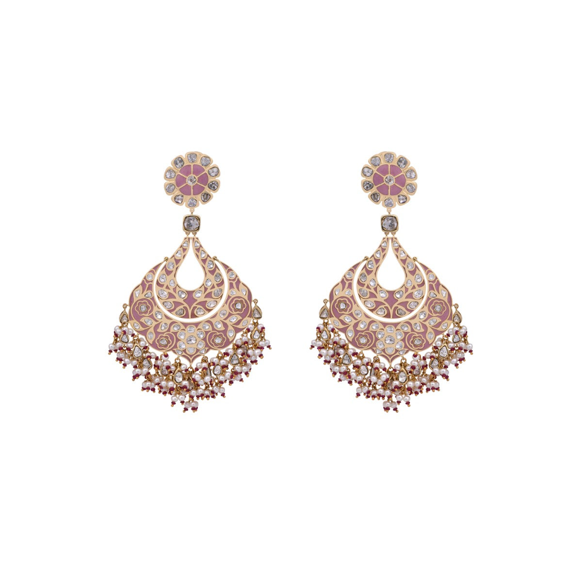 Pink Princess Gown Polki Chandbali