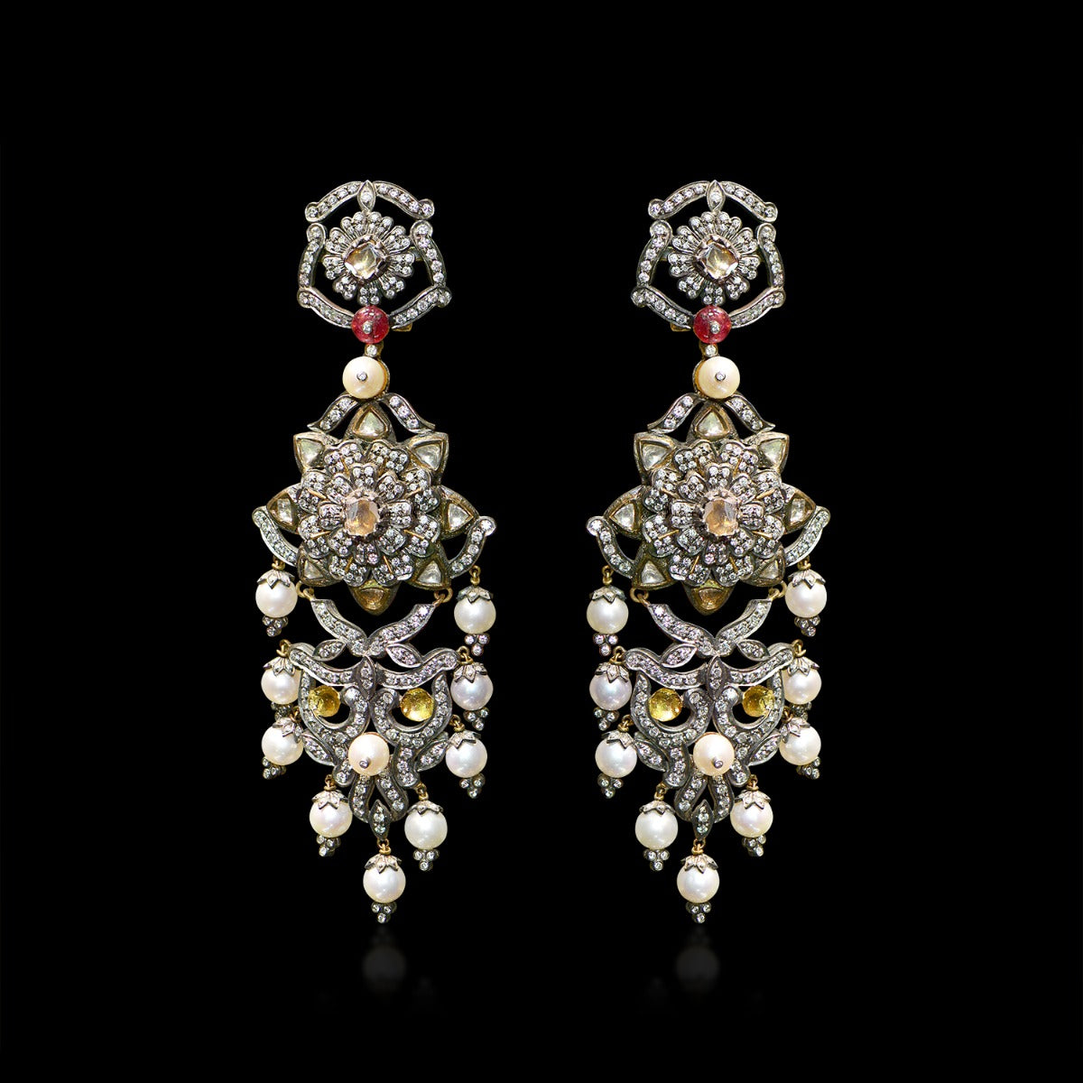Pointed Rustic Polki Earrings