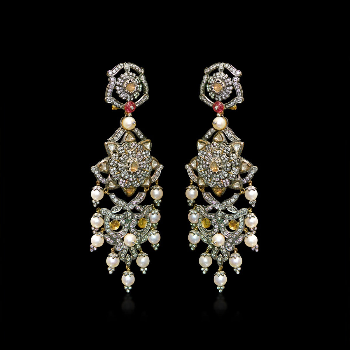 Pointed Rustic Polki Earrings