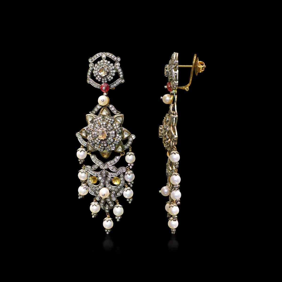 Pointed Rustic Polki Earrings