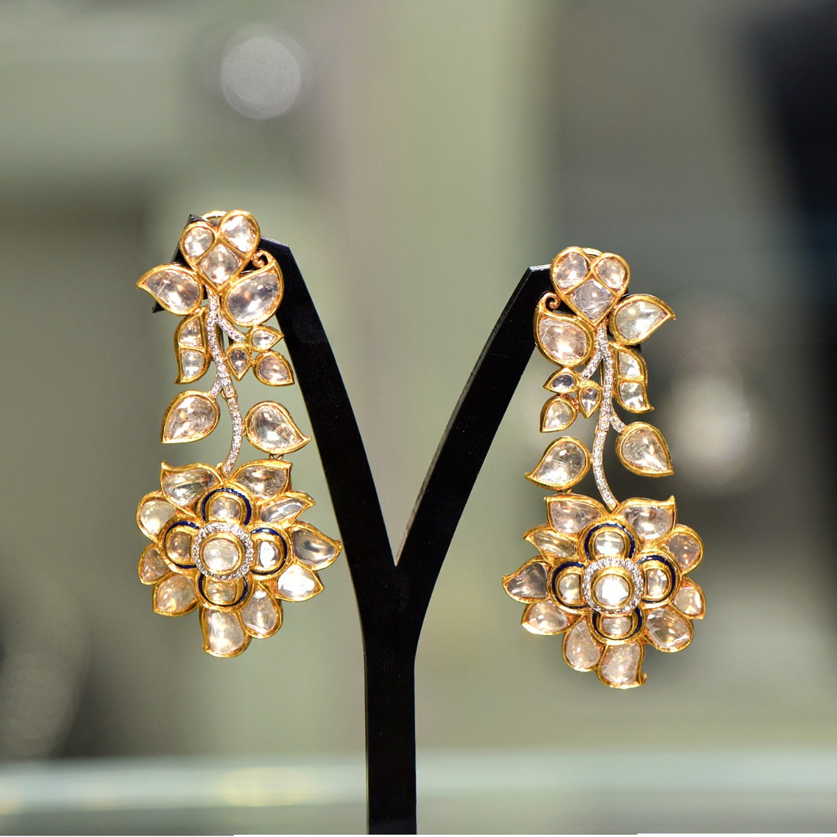 Leafy Bouquet Polki Earrings