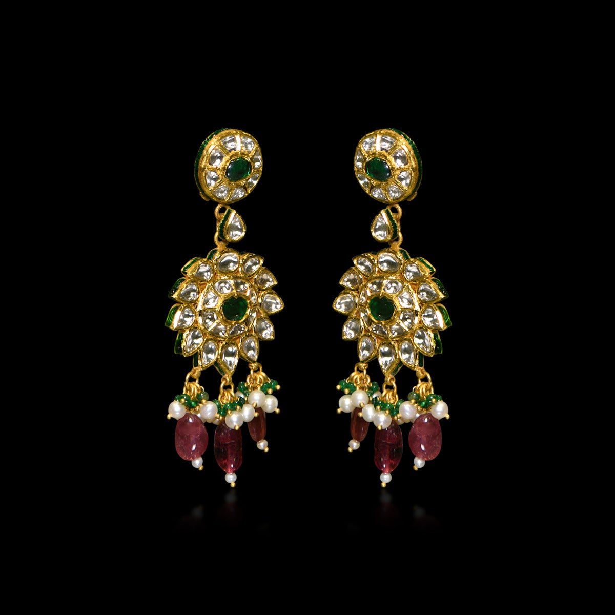 Blooming into Tassels Polki Earrings