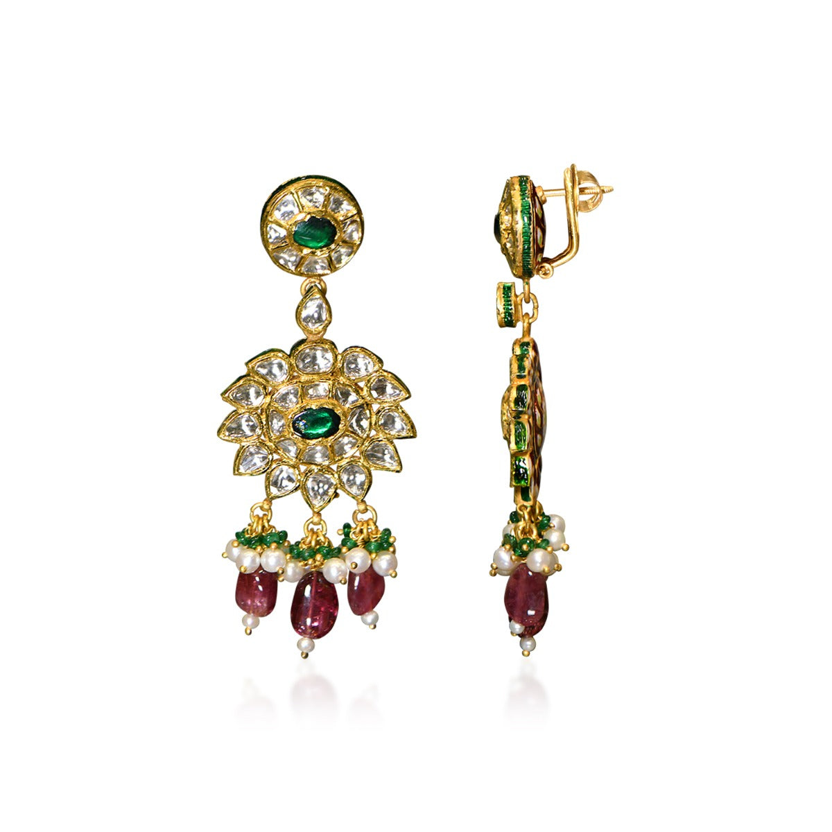 Blooming into Tassels Polki Earrings