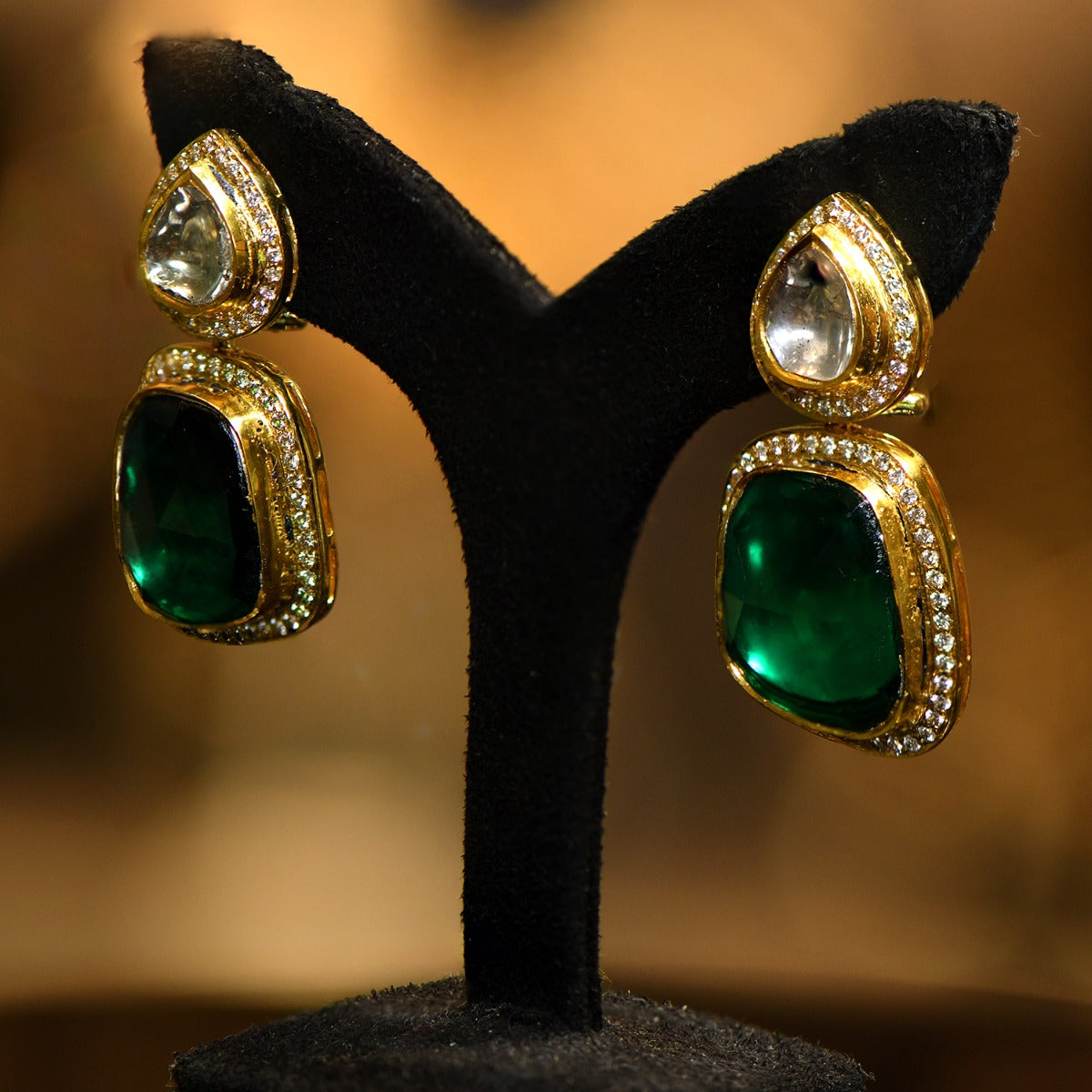 Nature's Green Polki Earrings