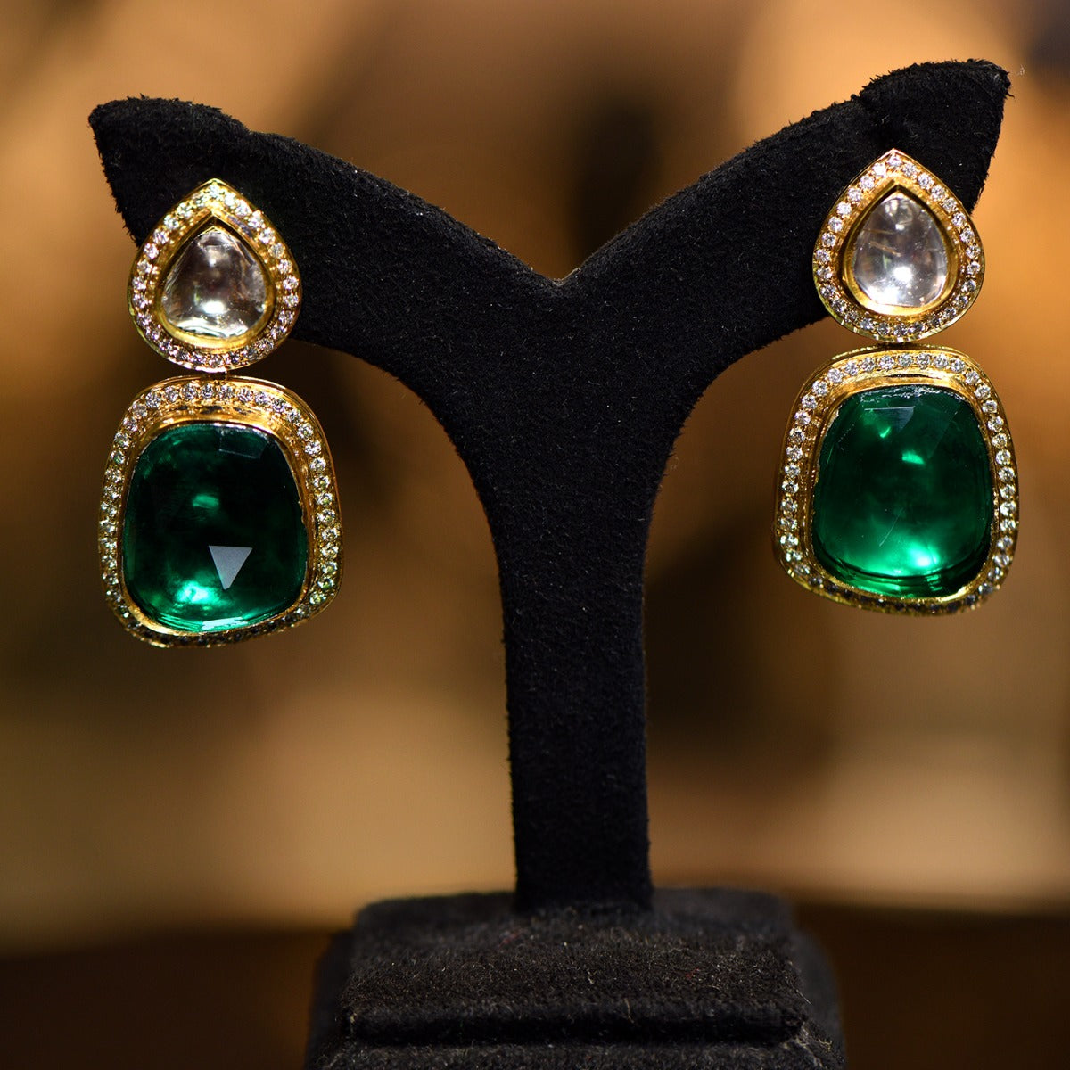 Nature's Green Polki Earrings
