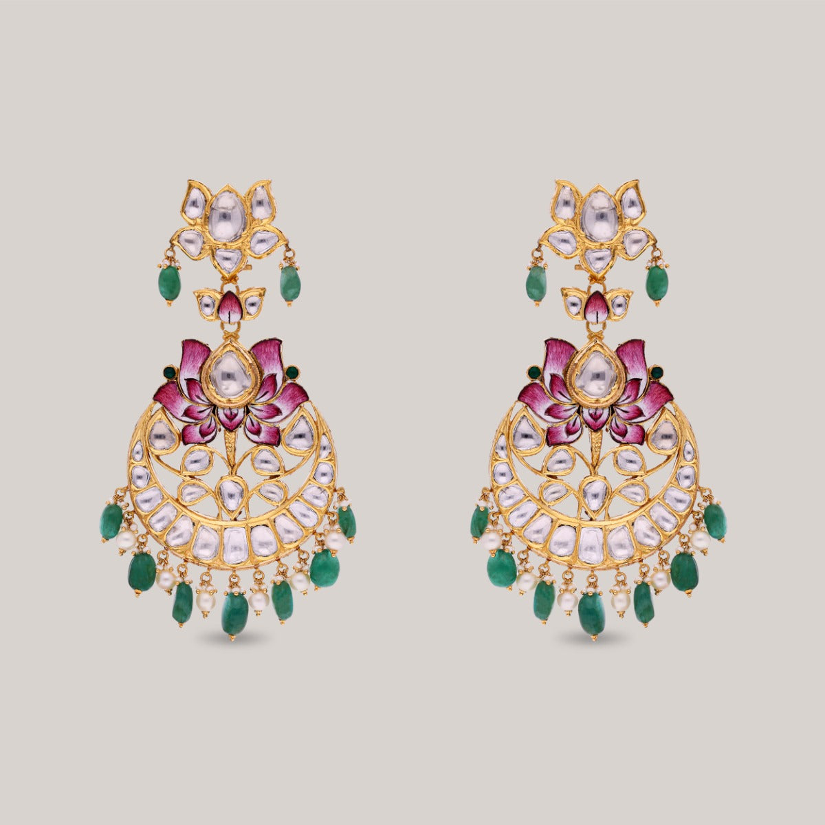 Lotus Glow Polki Earrings