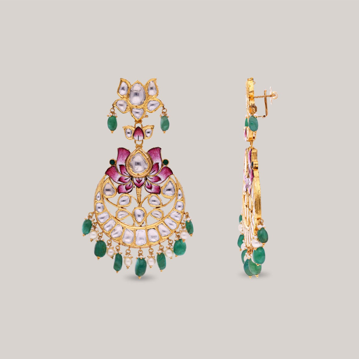 Lotus Glow Polki Earrings