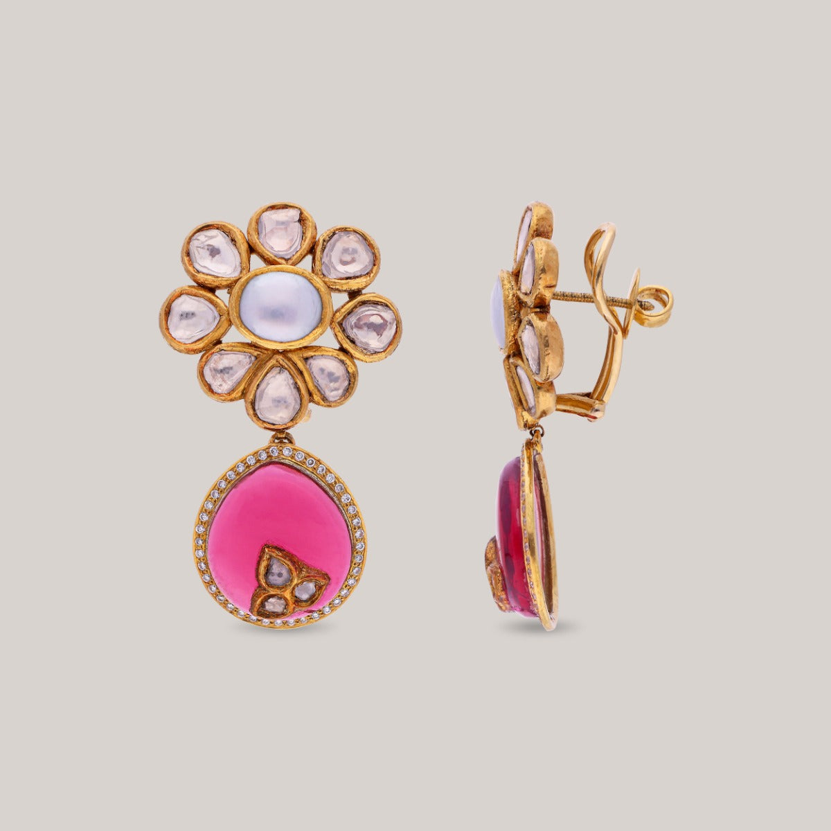 Blush Bloom Polki Earrings