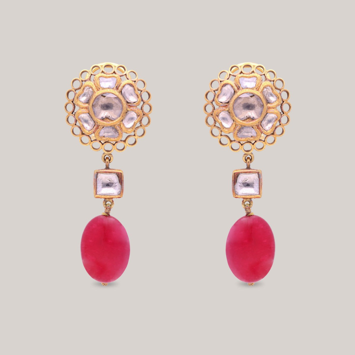 Ornate Blossom Polki Earrings