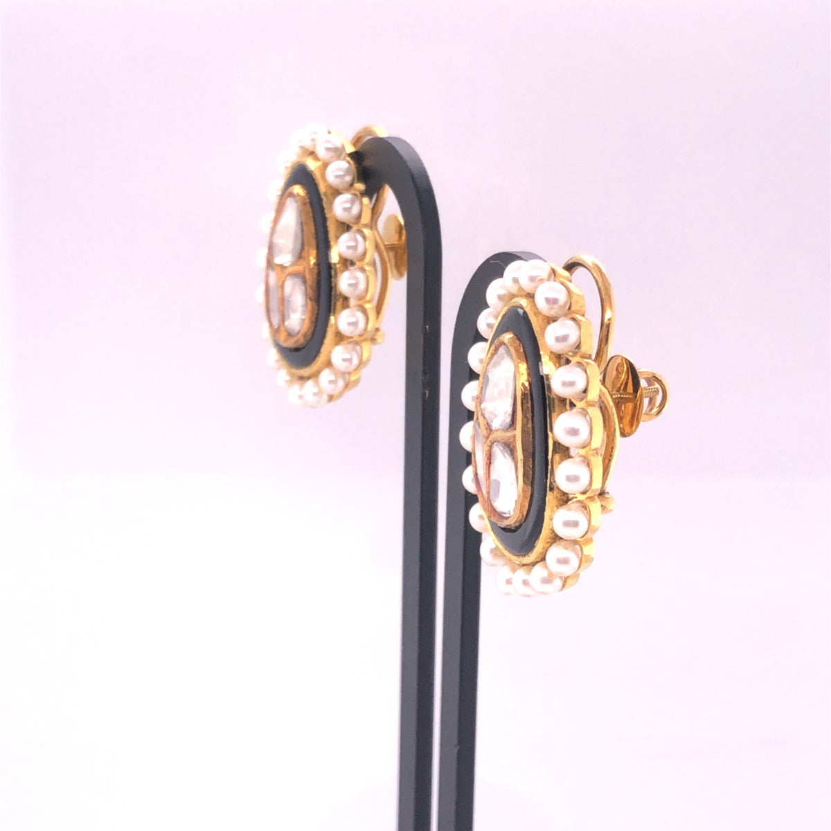Trifecta Black Wing Polki Earrings