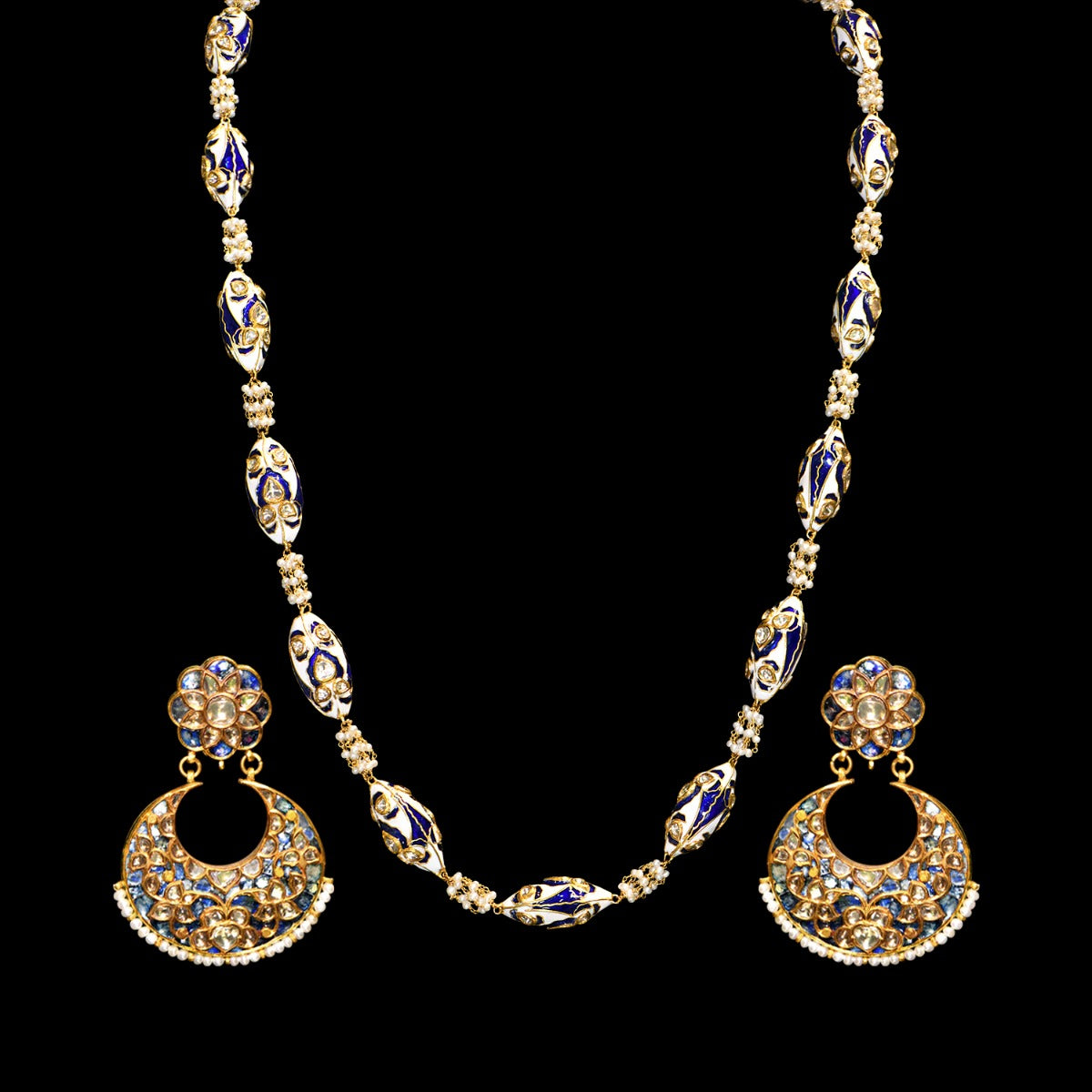 Stringed Cove-Long Polki Necklace Set