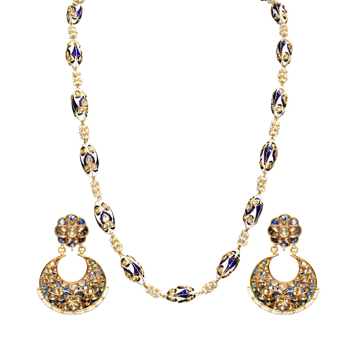 Stringed Cove-Long Polki Necklace Set