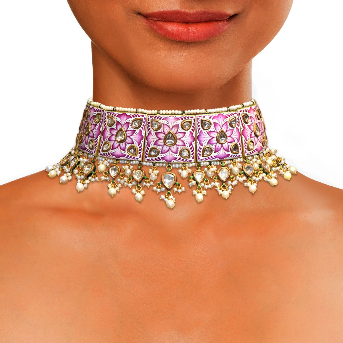Pink Puff Flower Choker