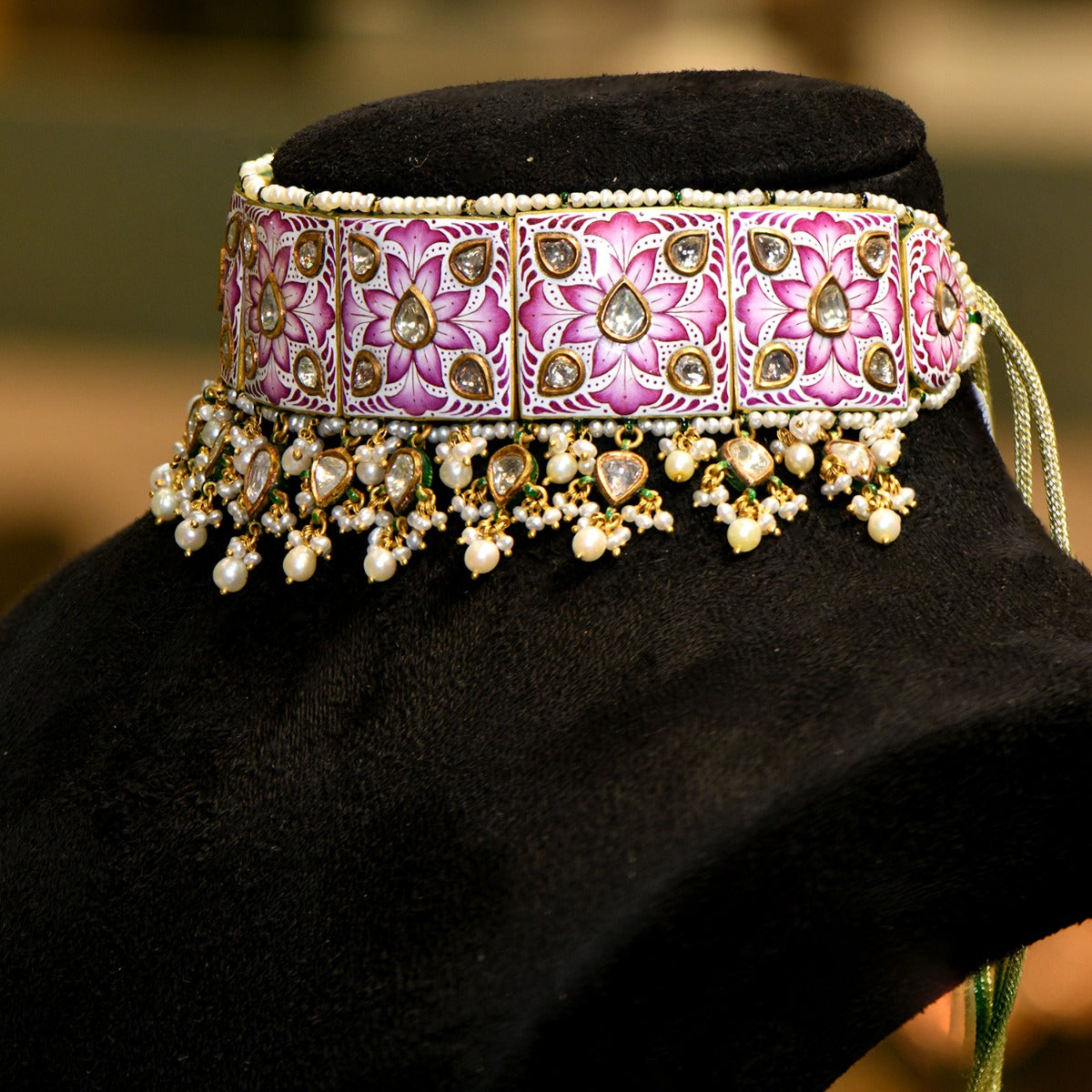 Pink Puff Flower Choker