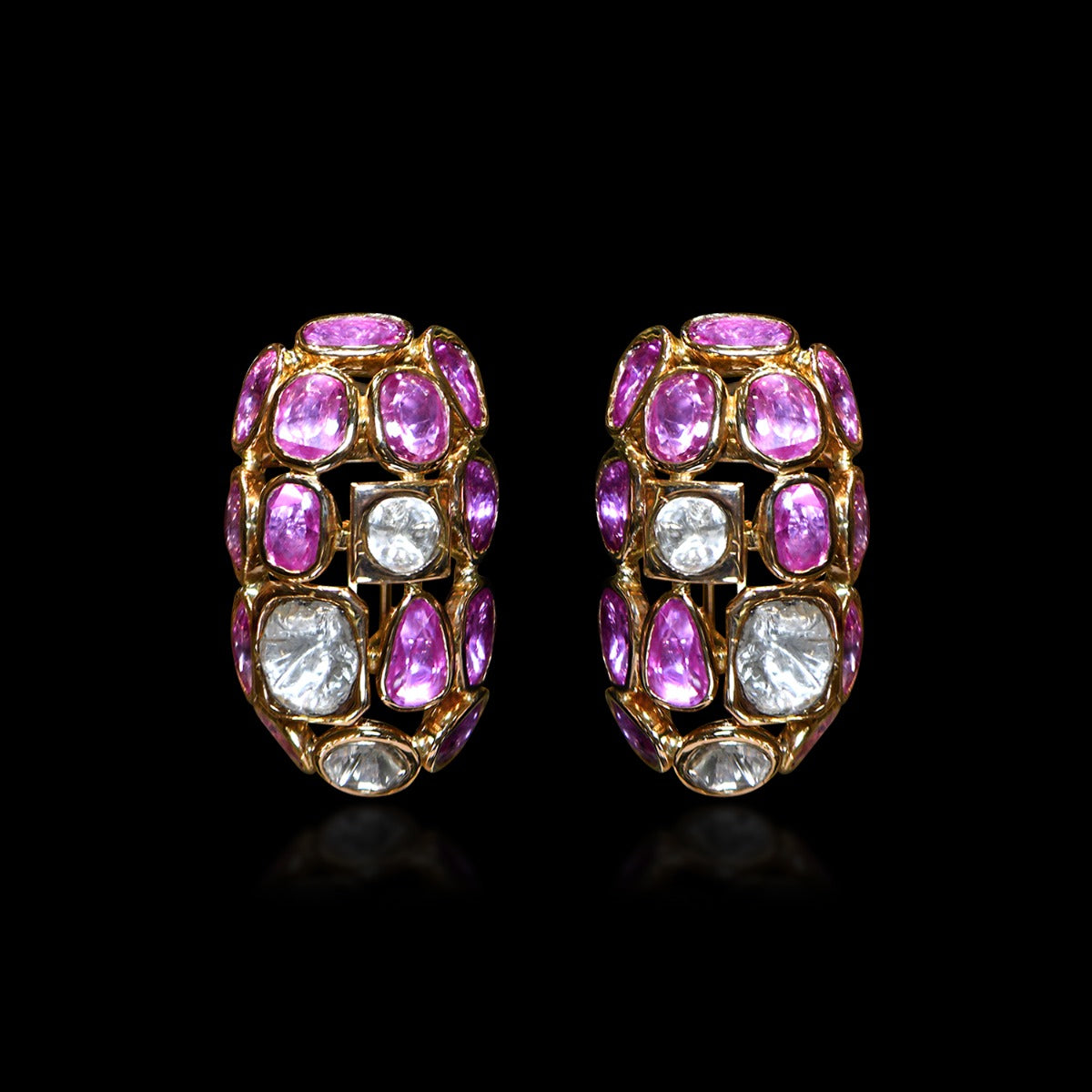 Pink Popper Puff Polki Earrings