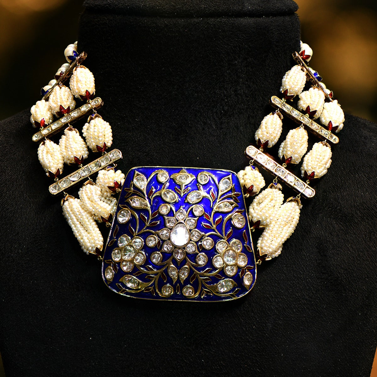 Jhatak Blue Polki Necklace