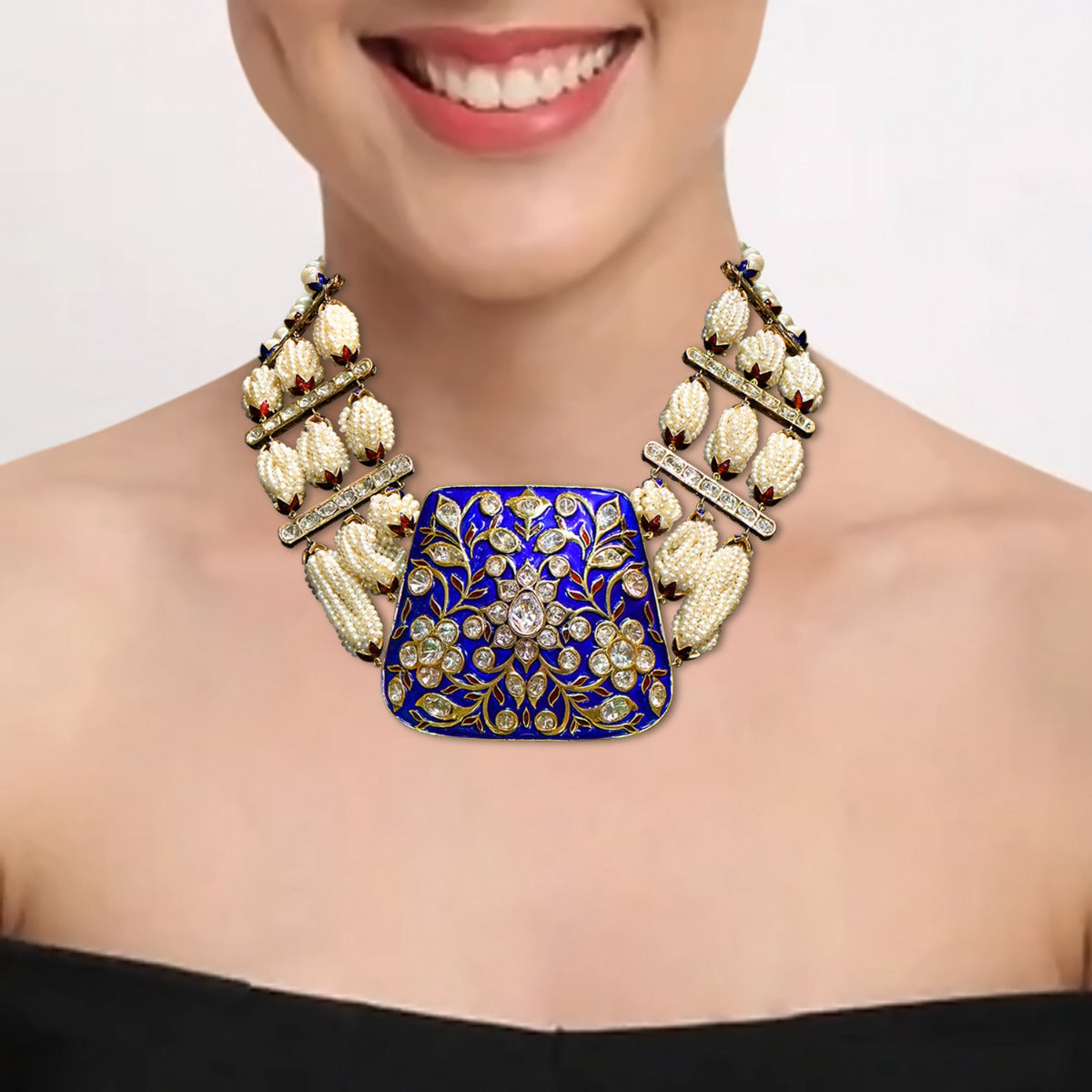Jhatak Blue Polki Necklace
