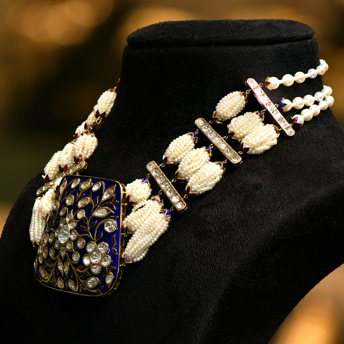 Jhatak Blue Polki Necklace
