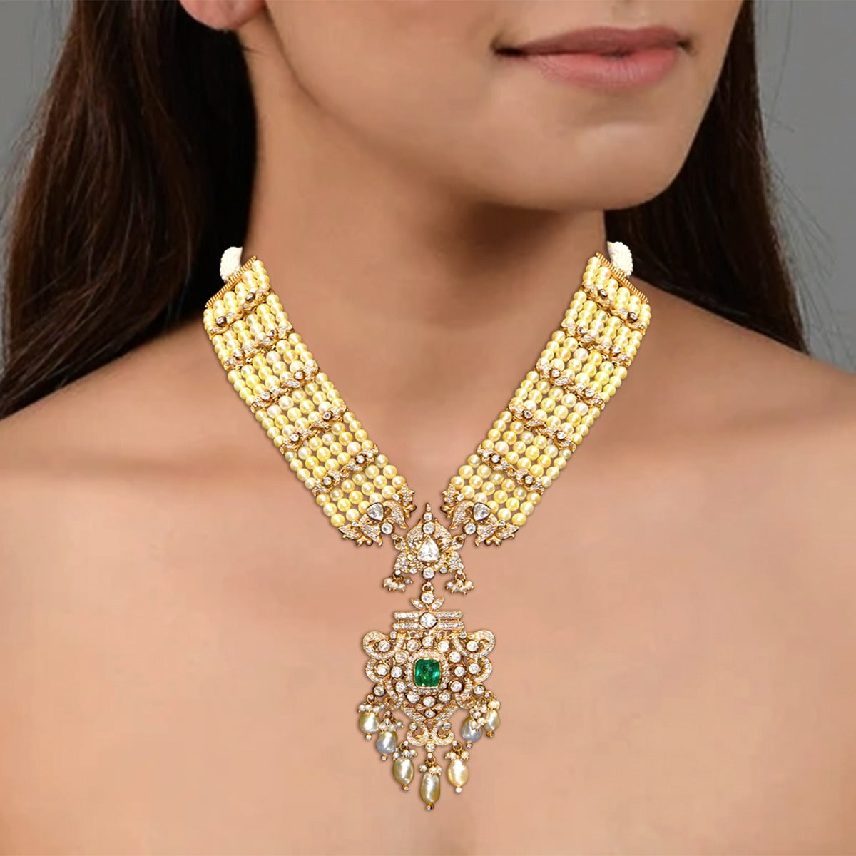 Green Centred Polki Necklace