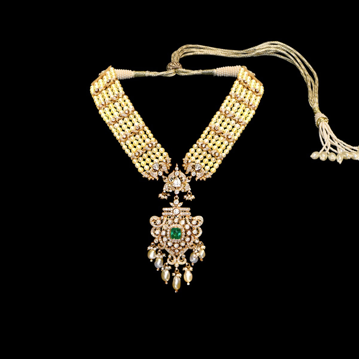 Green Centred Polki Necklace