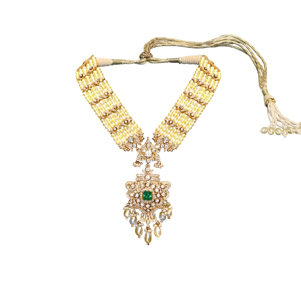 Green Centred Polki Necklace