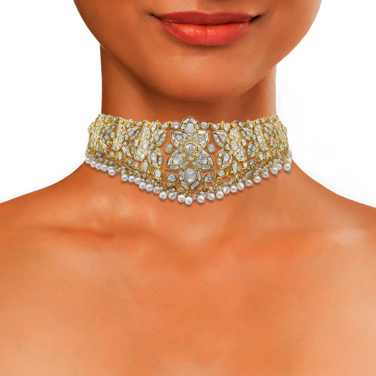 Feathered Dainty Polki Necklace