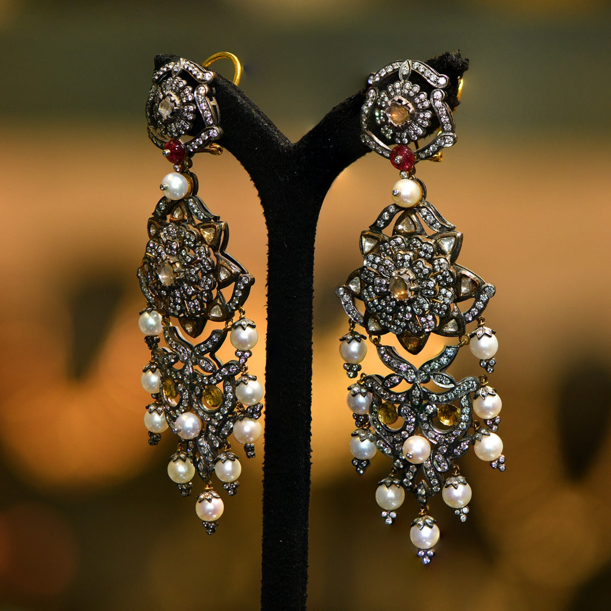 Pointed Rustic Polki Earrings