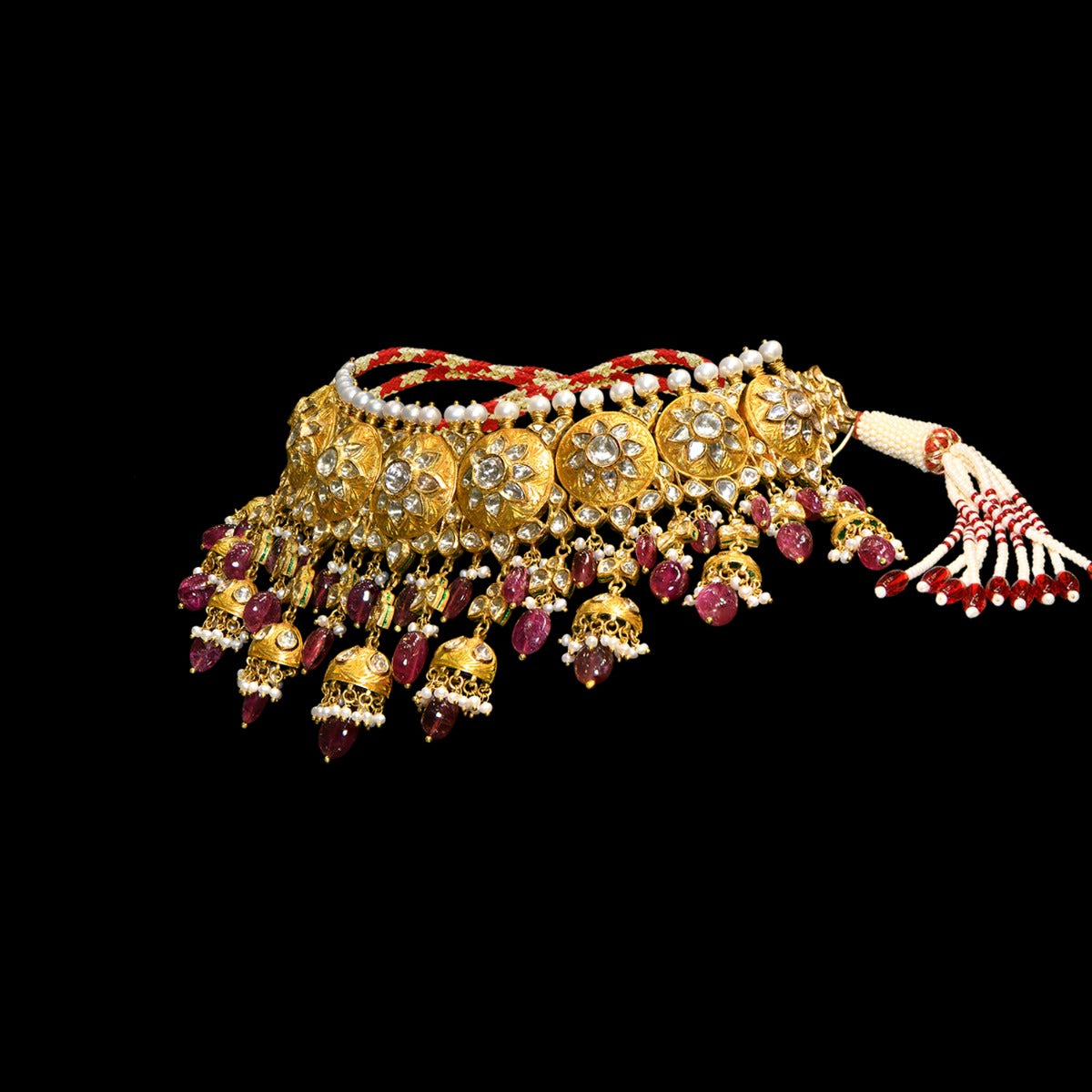 Pink Bling Polki Choker Set