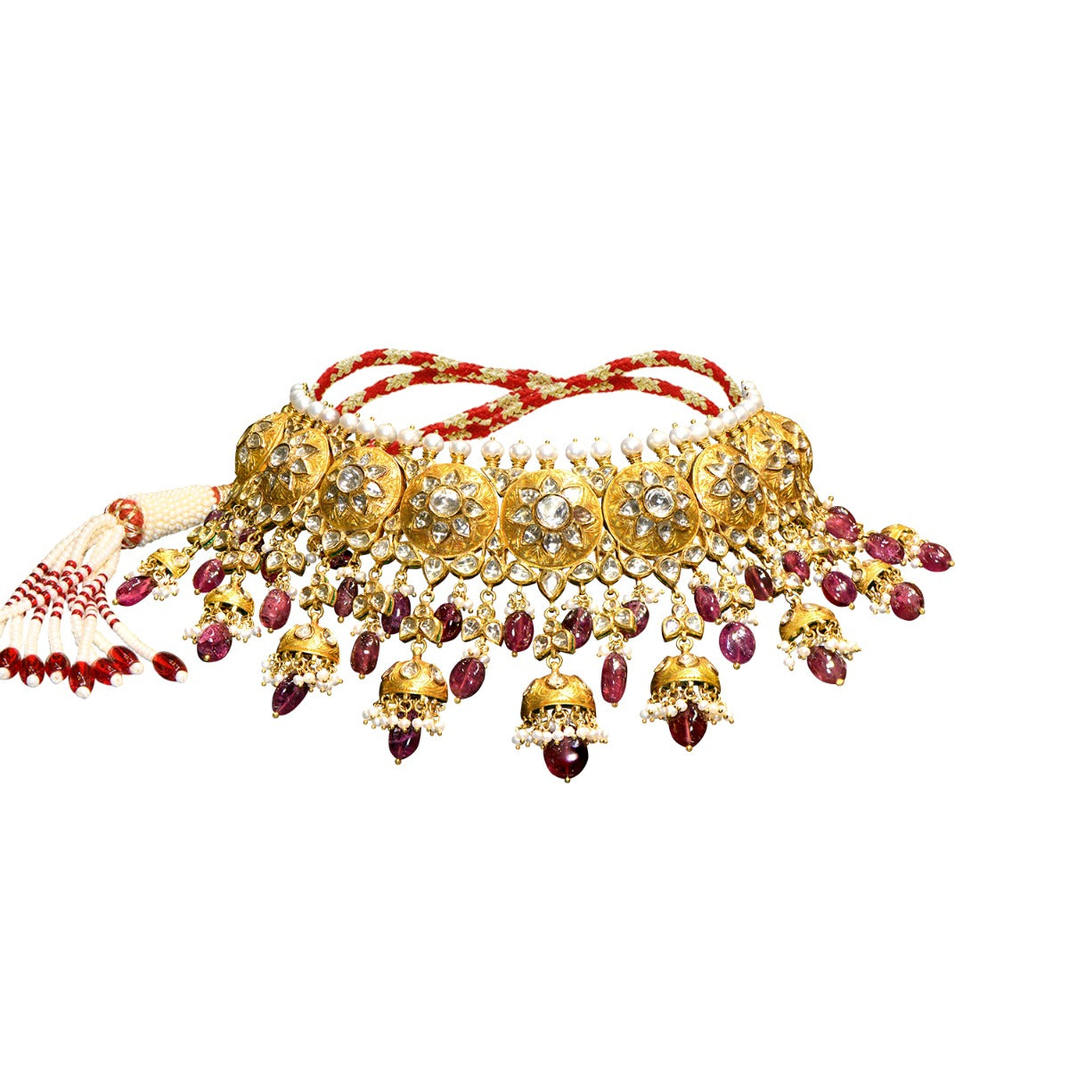 Pink Bling Polki Choker Set