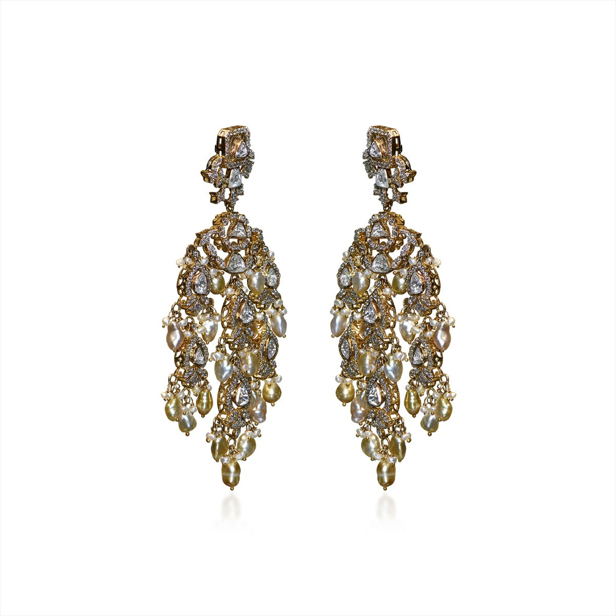 Gazania Floret Lariat Polki Necklace Set
