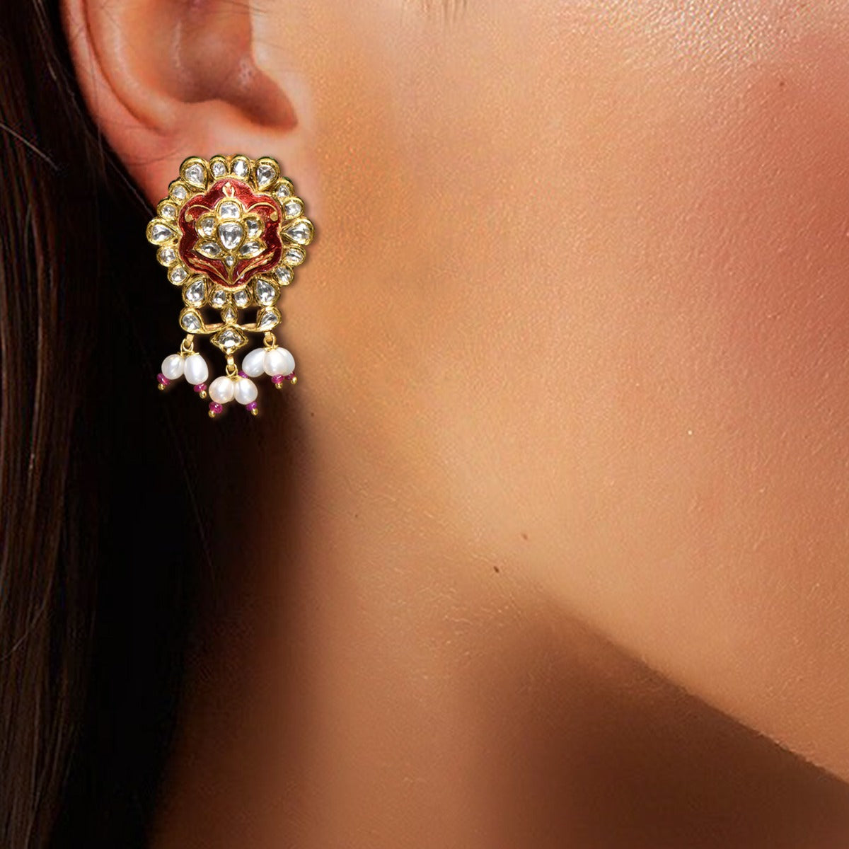 Chestnut Polki Necklace Set