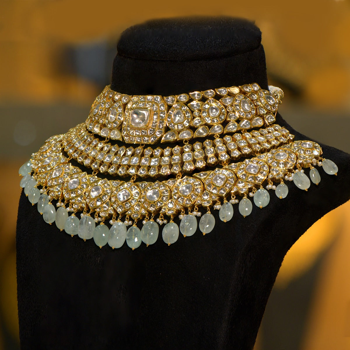 Queen Green Polki Necklace Set