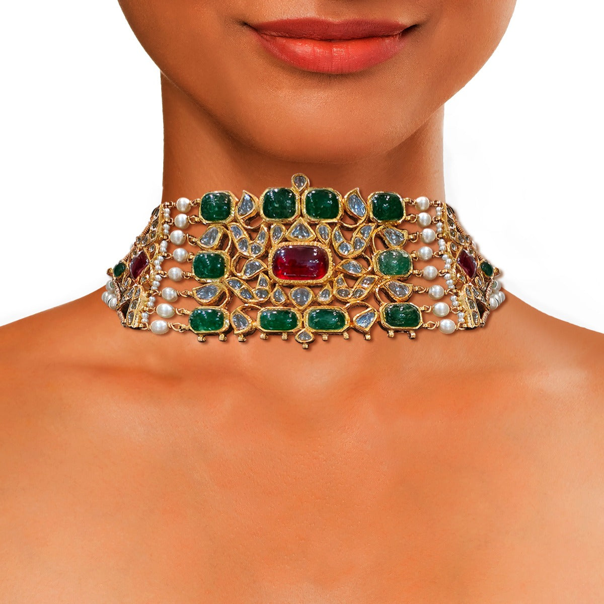 Zenia Gemstone Polki Choker