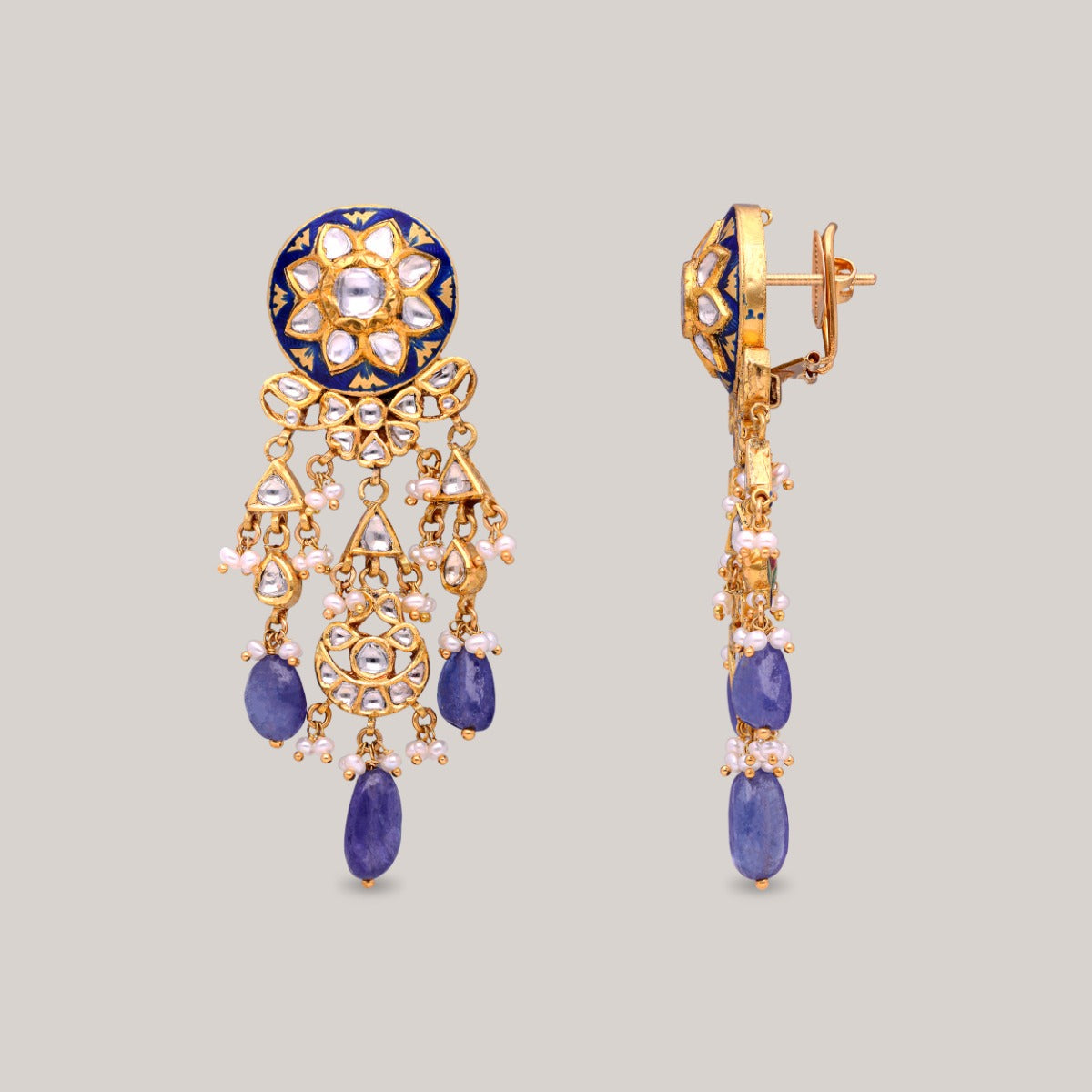 Azure Elegance Polki Necklace Set