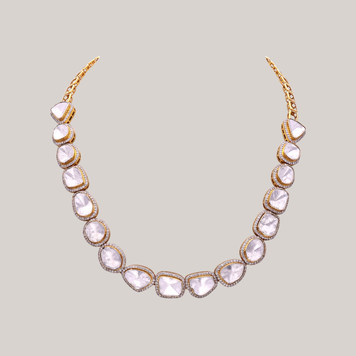 Shimmering Dewline Polki Necklace