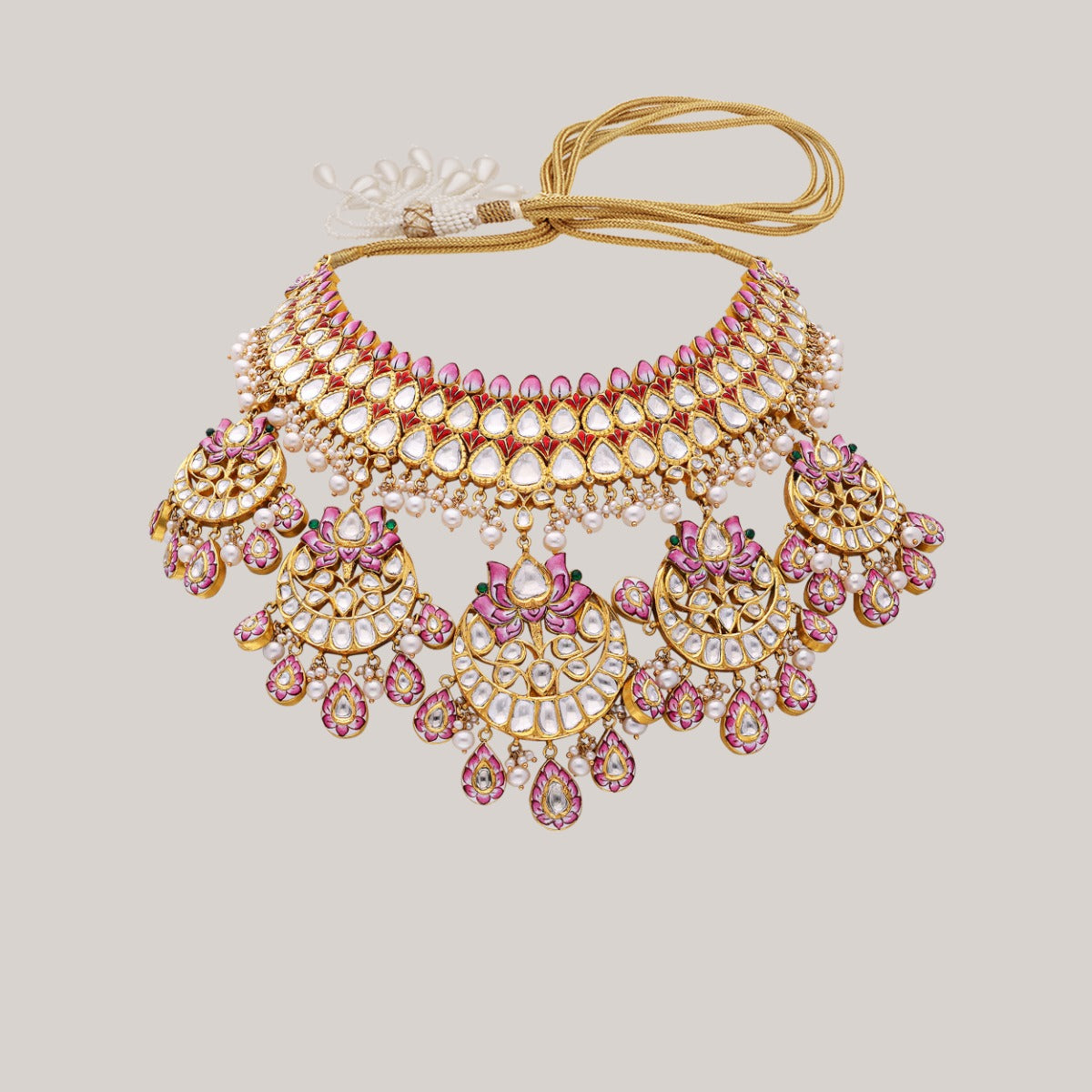 Golden Filigree Petals Polki Set