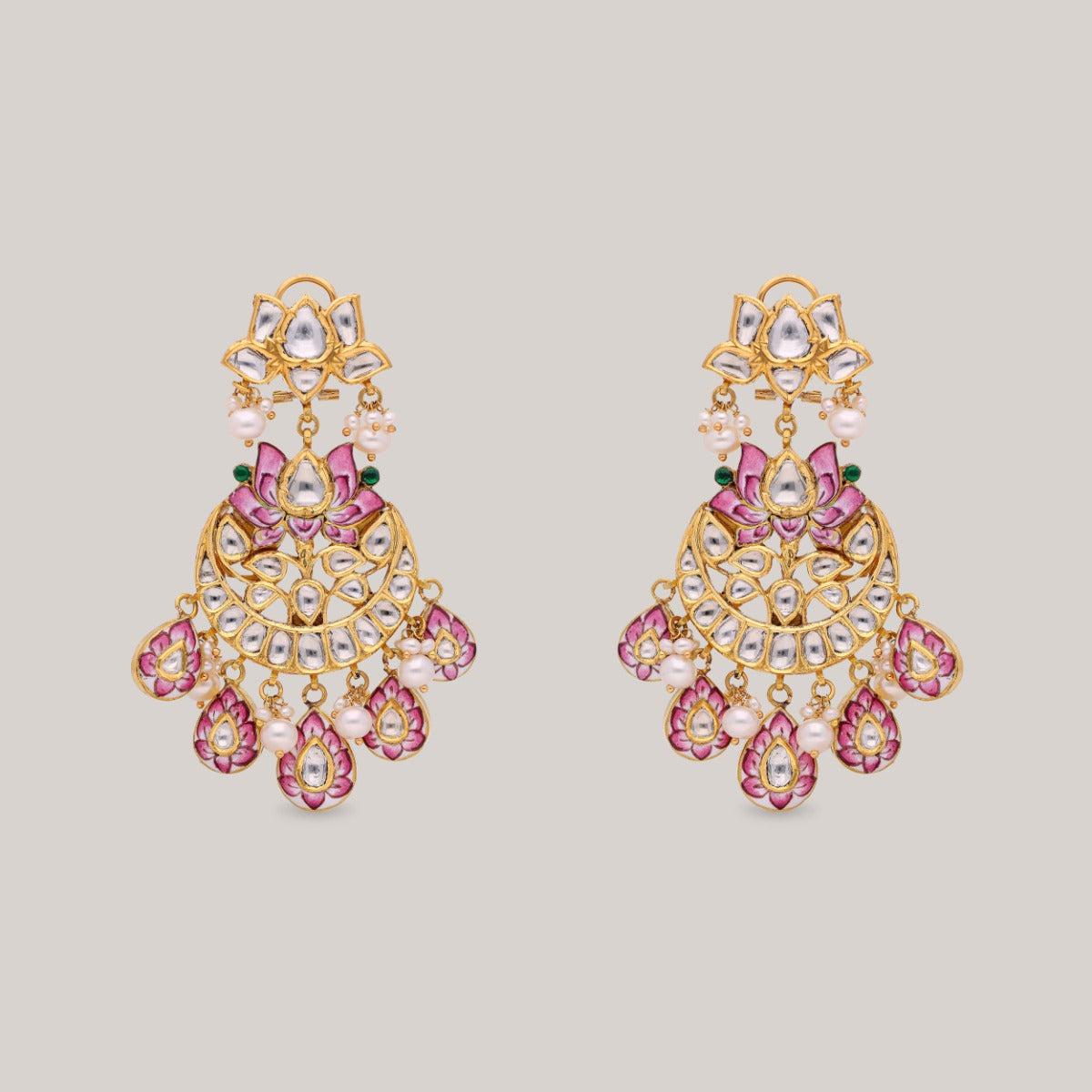 Golden Filigree Petals Polki Set