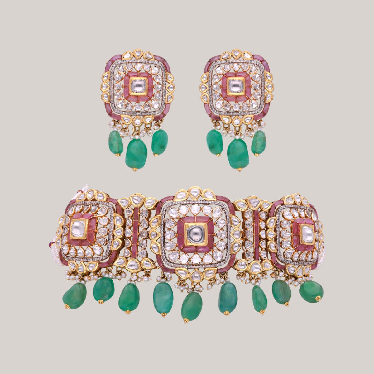 Emerald Oasis Polki Choker Set